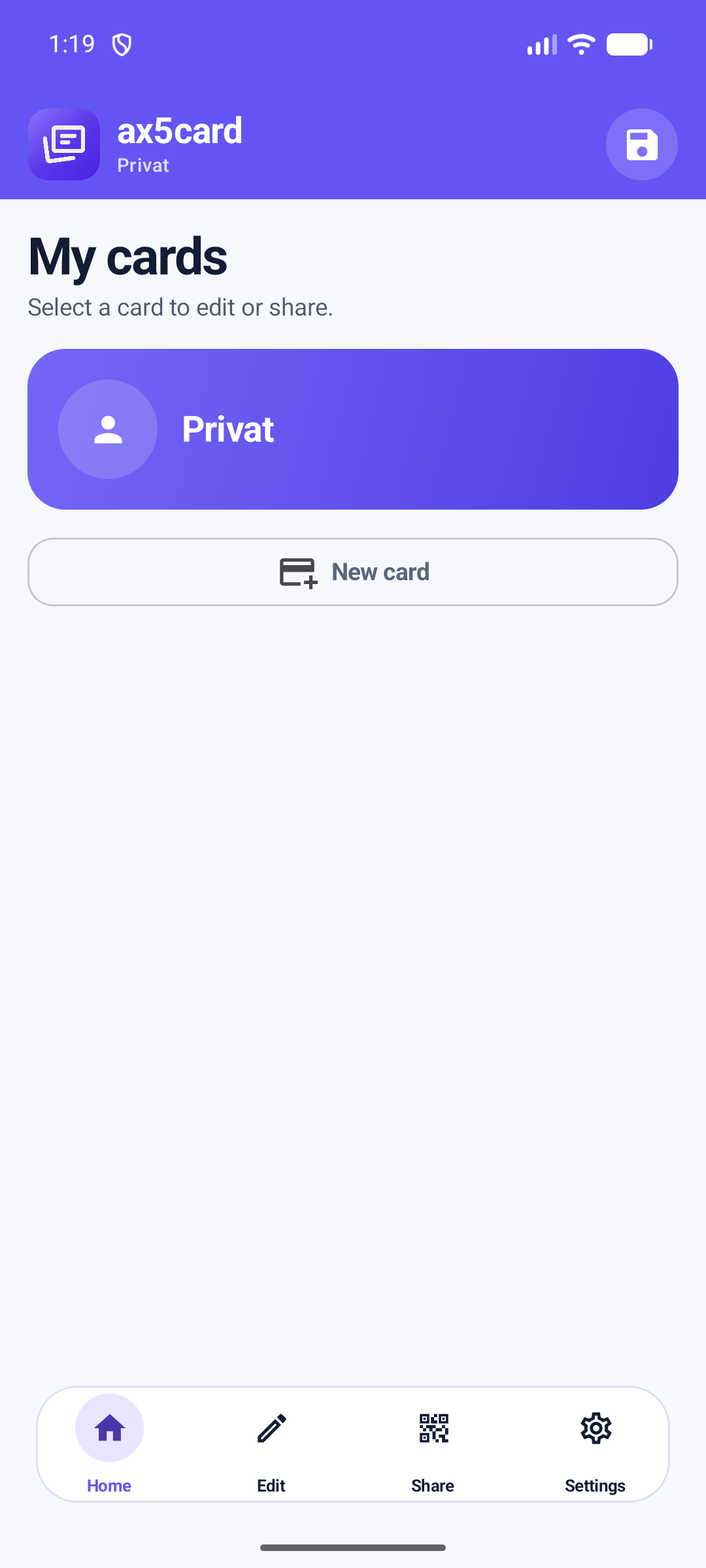 ax5card App home screen