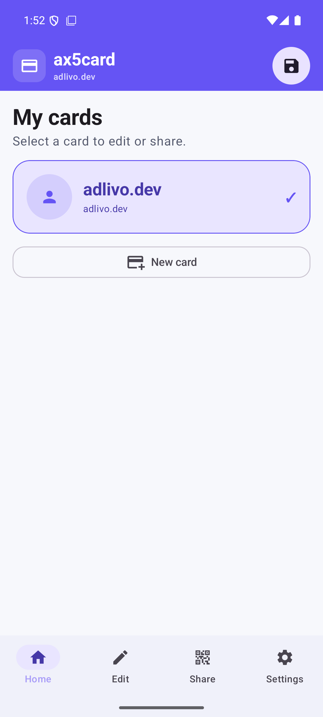 ax5card App home screen