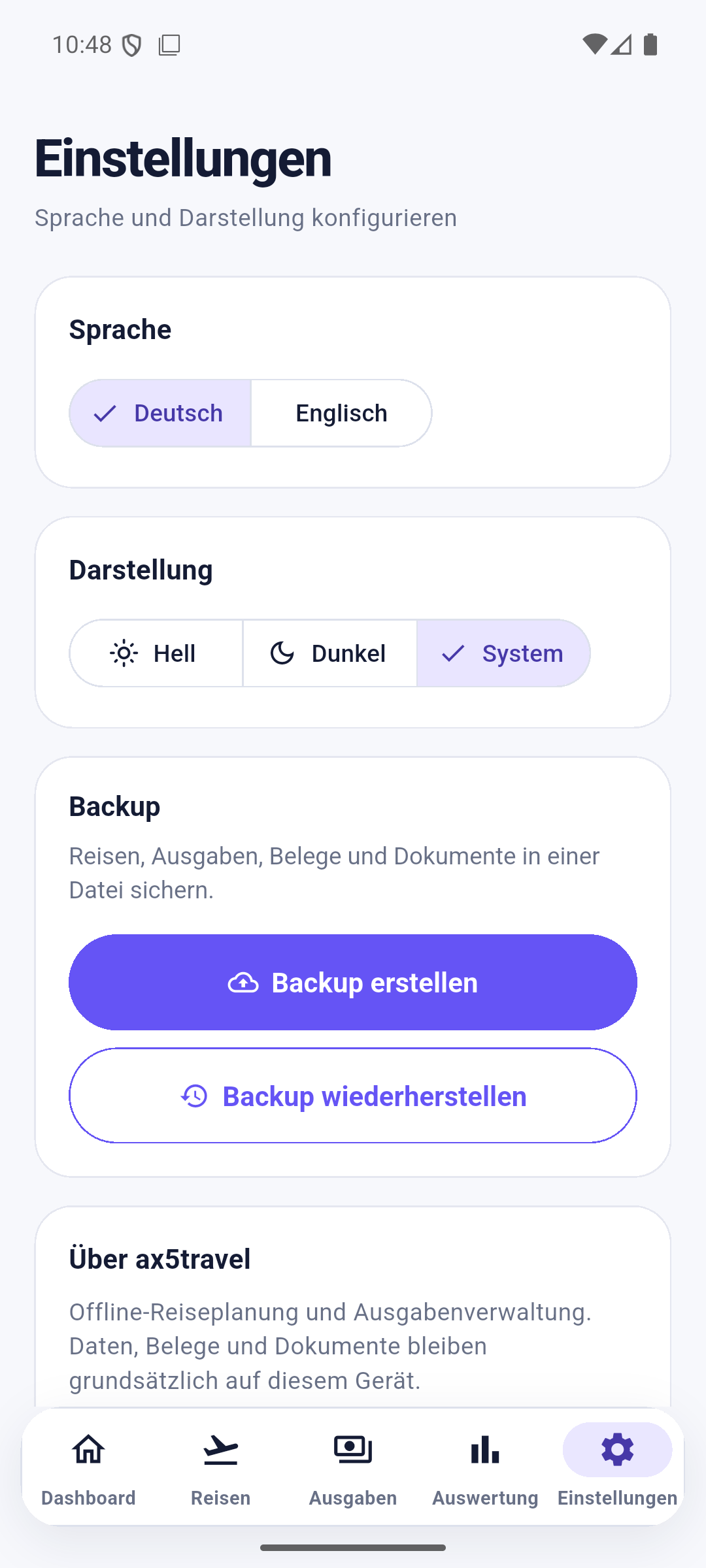 ax5travel Einstellungen